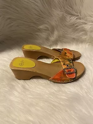 Vintage Candie’s Sandals Womens Size 6 1/2 B Wooden Buckle Open Toe Shoes • $24