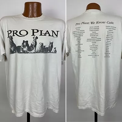 Vintage 90s Pro Plan Pet Food T-Shirt L We Know Cats Breeds Dogs Cute Animals • $14.99