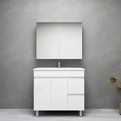 900mm Bathroom Vanity Freestanding With Legs Gloss White MDF Cabinet With Basin • $539.46