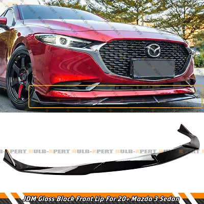 $52.99 • Buy Jdm 3pc Style Gloss Black Front Bumper Lip Splitter For 2020-2022 Mazda 3 Sedan