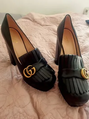 £350 • Buy Gucci Marmont Black Leather Court Shoes Euro Size 40UK 6.5 BNWB