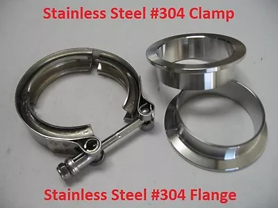 5  Inch Turbo Exhaust Down Pipe Stainless #304 V-Band V Band Clamp W/ 2 Flang • $39.99