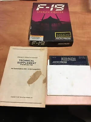 Micro Prose Simulation F-19 Stealth Fighter Commodore 64 1541 Floppy 1988 PS/2 • $19.99