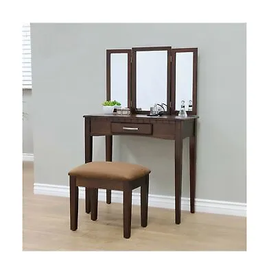 Frenchi Home Furnishing 2 Piece Home Furnishing Stool Set & Vanity Mahogany • $159.99