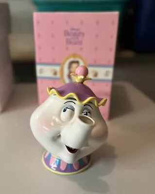 Vtg Schmid Disney Mrs Potts Beauty And The Beast Ceramic Teapot Music Box 1990's • $49.98