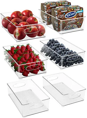 $27.99 • Buy Stackable Plastic Storage Organizer Bins, Clear Box Containers For Food/Supplies