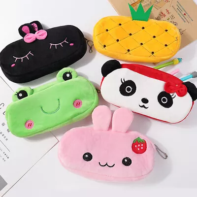 Cartoon Pencil Case Cute Plush Pen Bag Makeup Pouch Cosmetic Bag Kid Stationery❀ • $2.97