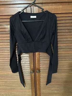 Kookai Long Sleeve Black Crop Tie Front/Back Size 1 Hardly Worn • $17