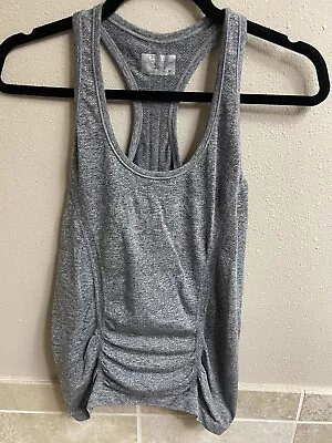 Athleta Womens Shirt Medium Gray Fastest Track Ruched Racerback Athletic Tank • $9.99