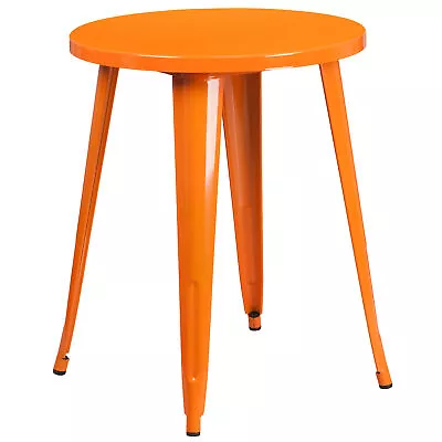 Flash Furniture Commercial Grade 24  Round Orange Metal Indoor-Outdoor Table • $103.87