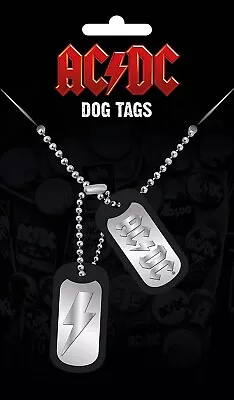 AC/DC Lightning Bolt & Logo 2 Dog Tag Chain Necklace AC/DC Pendant Necklace • £7.99