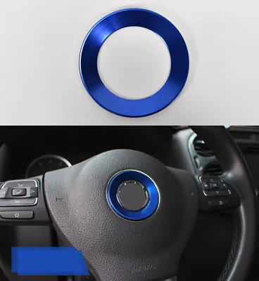 BLUE Aluminum Alloy Steering Wheel Emblem Ring Trim Fits V W Golf Jetta Passat • $16.80