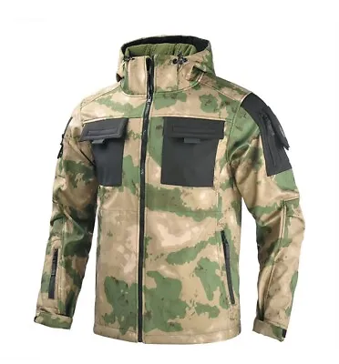 Waterproof Men's Soft Shell Jacket Windbreaker Fleece Coat Military Camo Hooded • $66.49