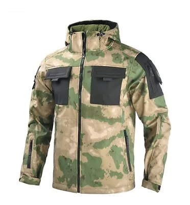 Windbreaker Men's Fleece Jacket Soft Shell Waterproof Military Camo Coats Hooded • $69.99