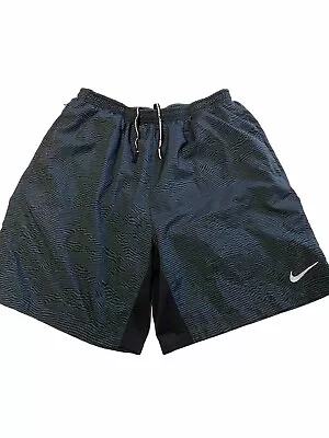 Mens NIKE Gray Brief Lined 7 Printed Distance Running Shorts Sz M • $26.99