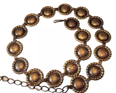 WOMEN'S Brass Belt-S/M Embellished Metal 32  Round Medallion Belt S/M Adjustable • $9.25