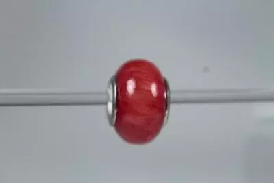 Red-Art Glass And Silverstone Bead By DaVinci #DB Subtle Lines NEW • $7.45