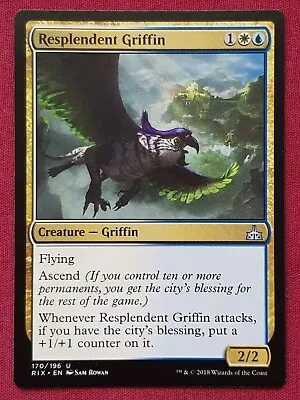 Magic The Gathering RIVALS OF IXALAN RESPLENDENT GRIFFIN Blue/white Card MTG • $5.99