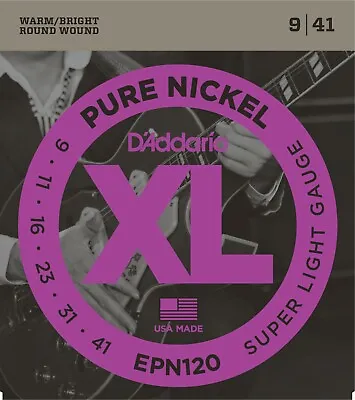 D'Addario EPN120 Pure Nickel Electric Guitar Strings Super Light 9-41 • $8.95