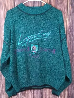 Vintage 90s I.O.U. Teal Legendary Embroidered Sweater Size L • $30