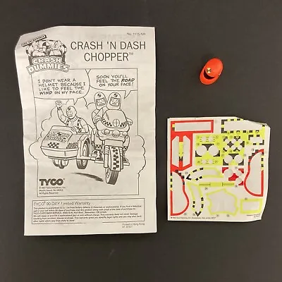 Crash Dummies Crash N Dash Chopper Tyco *INSTRUCTIONS HELMET & STICKER ONLY* • £6.99