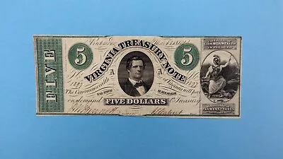 1869 $5 Virginia Treasury Note #1897 • $100