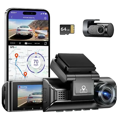 AZDOME4K+1080P Dual Dash Cam WiFi GPS 64GBCard3.19 IPS Night Vision Parking Mode • $159.99