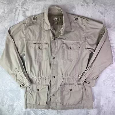 Cabelas Safari Series Jacket Beige Men's XL Tall Utility Hunting Cargo Outdoor • $38.89