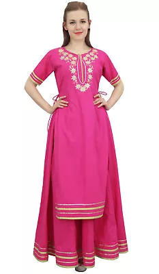 $59.39 • Buy Bimba Women's Magenta Designer Cotton Long Kurta Skirt Dress Indian Clothing