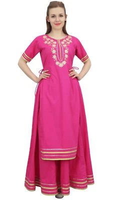 $59.39 • Buy Bimba Women's Magenta Designer Cotton Long Kurta Skirt Dress Indian Clothing