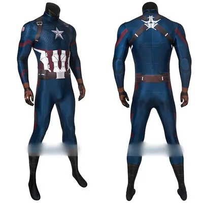 Captain America Costume Avengers Endgame Cosplay Jumpsuit Halloween Adult • $39.98
