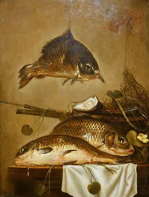 High Quality Oil Painting 100% Handpainted On Canvas  Still Life With Carp  • $145