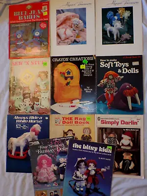VTG Lot 11 Sewing Craft Pattern Books Toys Dolls Stuffed Plush Animal Teddy Bear • $49.99
