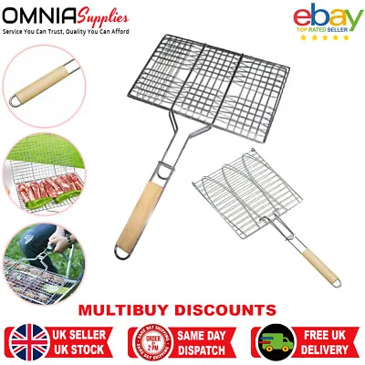 £2.99 • Buy Barbecue Grilling Basket Grill BBQ Net Steak Meat Fish Veg Mesh Holder Tools