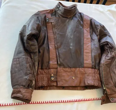 Vintage Leather 2 Pc Brown Motorcycle Suit     ModRacingRocker • $80