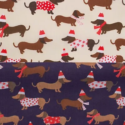 Christmas Dachshunds Dog Fabric Christmas Jumpers - Polycotton - WINTER SALE • $13.87