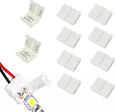 10 Pack 2 Pin 12V 24V Solderless 8Mm LED Strip Connectors Unwired Clips For Quic • $11.04