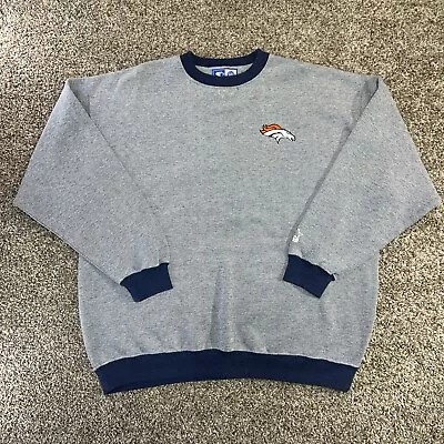 Vintage Starter Sweatshirt Pullover Denver Broncos Mens XXL Gray Logo Crew Neck • $19.99