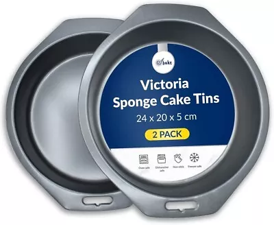 2 Sponge Cake Tin Non Stick Round 8inch Victoria Sandwich Sponge Pie Tart Bake • £12.99