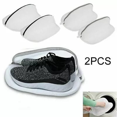 2pcs Mesh Laundry Bag For Trainers Shoes Boot With Zips For Washing Machines UK • £5.25