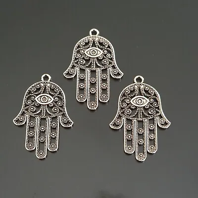 10 Tibetan Silver Hamsa Hand Lucky Evil Eye Charm Pendant Jewellery TSC26 • £3.65