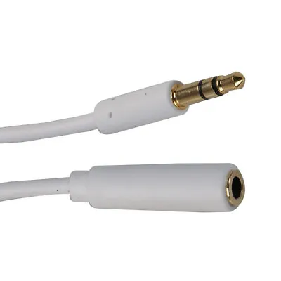 3.5mm Slim Headphone Extension White Aux Stereo Jack Car Phone Short 50cm Cable • £2.97