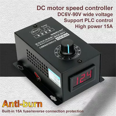 6-90V 1000W PWM Motor Speed Control PLC 15A Max Speed Governor Volt LED Display • $22.67