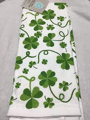 Martha Stewart Kitchen Dish Towels (2) St Patricks Shamrocks  Green Cotton Nwt • $12.99