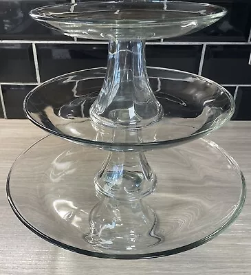 VGC 3 Separate ClearGlass Anchor Pedestal Cake Stand/Serving Set. Can Tier Boxed • £31