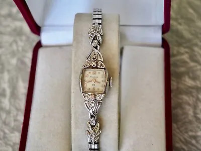 $299.95 • Buy 1957 Vintage Ladies 14K White Gold And Diamonds 23 Jewel Watch