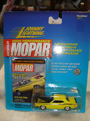 Johnny Lightning HIGH PERFORMANCE MOPAR YELLOW 1970 PLYMOUTH AAR CUDA  1/64 • $6.50