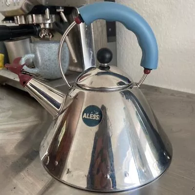 Alessi Michael Graves 9093 Stainless Steel Kettle With Blue Handle • $74.78