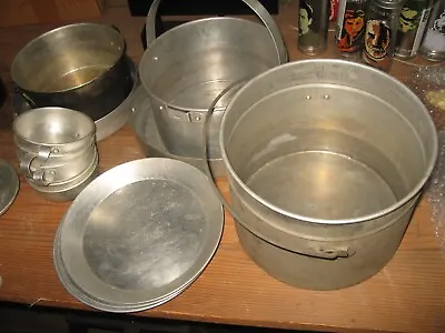 $15 • Buy Vtg Aluminum Cookware Camping Pots Mess Kit 17 Pieces