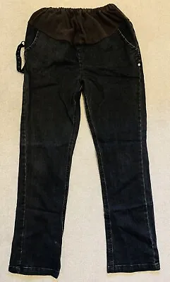 Black Adjustable Waist Over Bump Maternity Denim Jeans UK 12-14 Black • £3.50